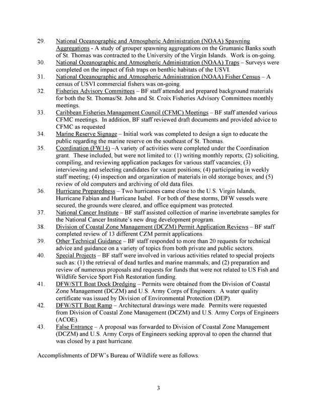 DIVISION OF FISH AND WILDLIFE ; FY2003 DFW ACCOMPLISHMENTS - Page 3