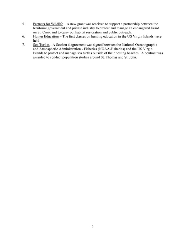 DIVISION OF FISH AND WILDLIFE ; FY2003 DFW ACCOMPLISHMENTS - Page 5