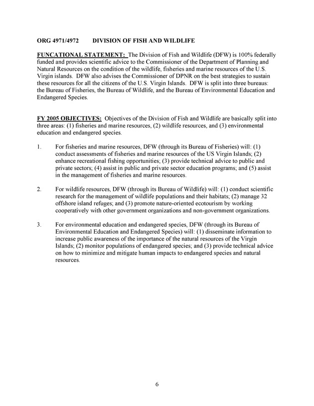 DIVISION OF FISH AND WILDLIFE ; FY2003 DFW ACCOMPLISHMENTS - Page 6