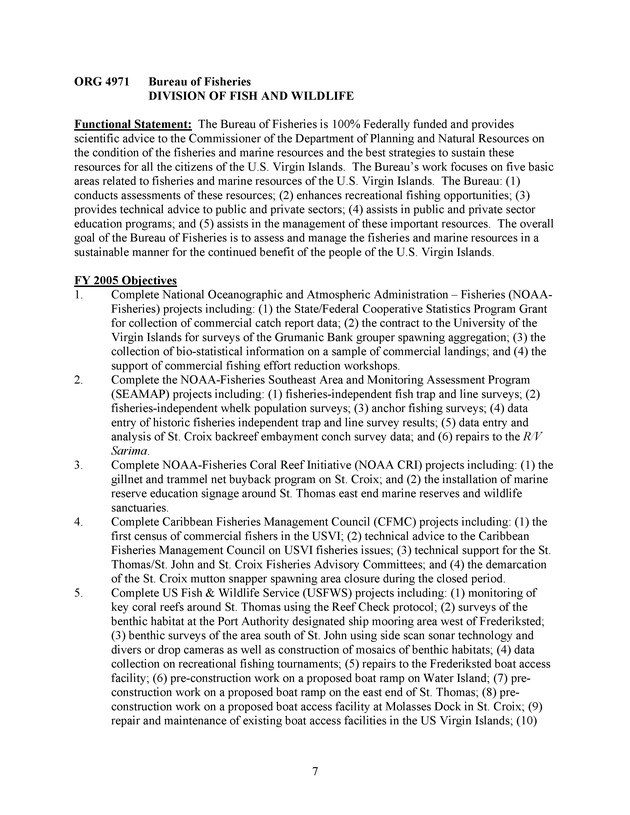 DIVISION OF FISH AND WILDLIFE ; FY2003 DFW ACCOMPLISHMENTS - Page 7