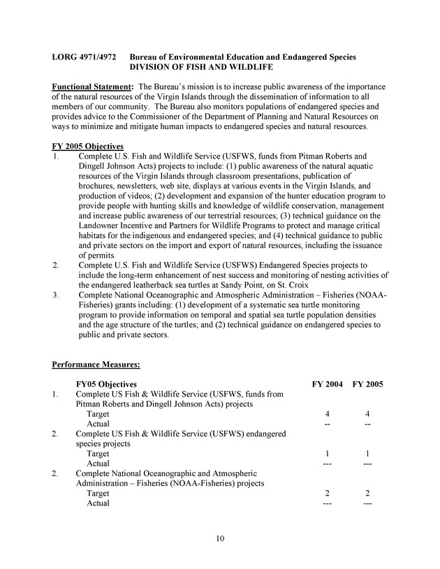 DIVISION OF FISH AND WILDLIFE ; FY2003 DFW ACCOMPLISHMENTS - Page 10