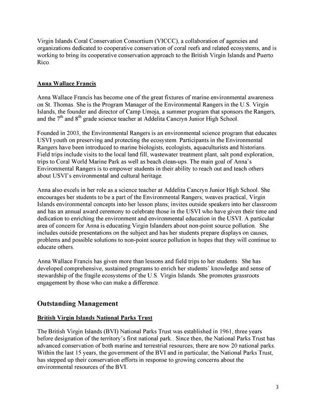 U.S. Coral Reef Task Force Award Recipients - Page 3