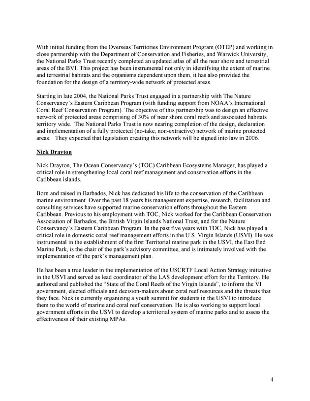 U.S. Coral Reef Task Force Award Recipients - Page 4