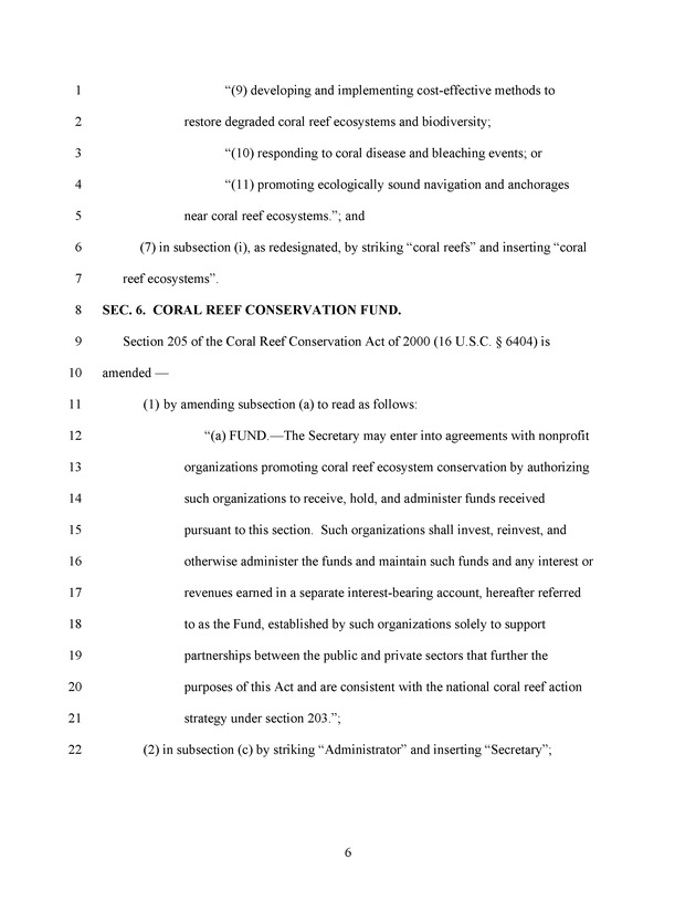 A Bill to Reauthorize the Coral Reef Conservation Act of 2000 - Page 6