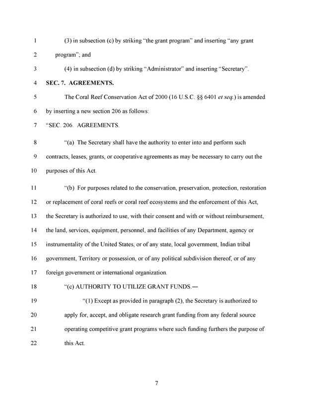 A Bill to Reauthorize the Coral Reef Conservation Act of 2000 - Page 7