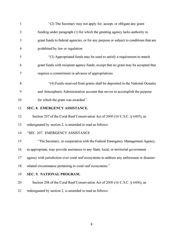 A Bill to Reauthorize the Coral Reef Conservation Act of 2000 - Page 8