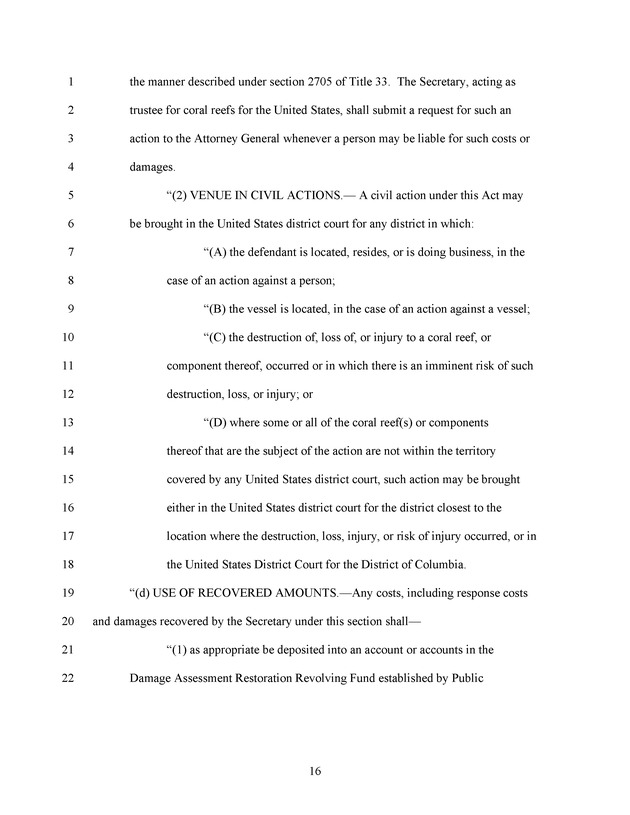 A Bill to Reauthorize the Coral Reef Conservation Act of 2000 - Page 16