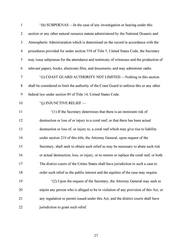 A Bill to Reauthorize the Coral Reef Conservation Act of 2000 - Page 27