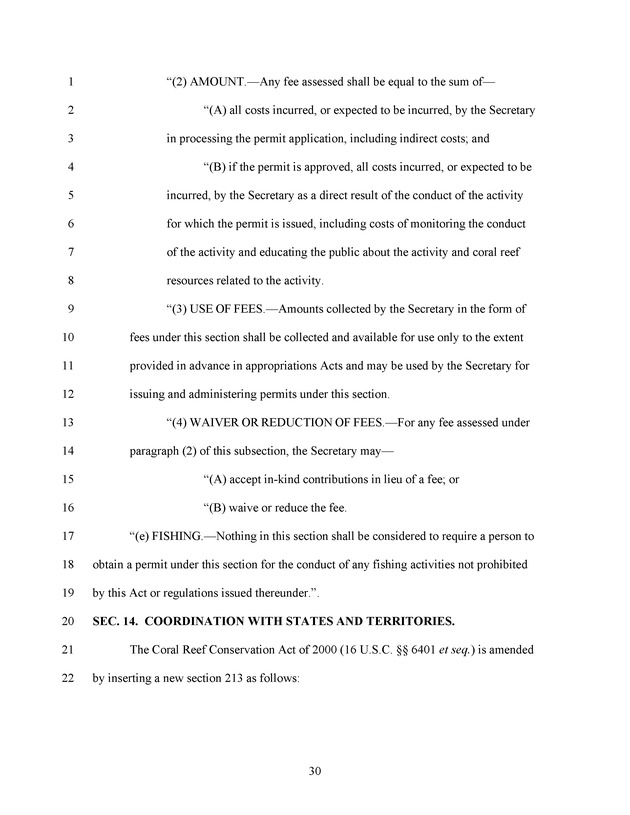 A Bill to Reauthorize the Coral Reef Conservation Act of 2000 - Page 30