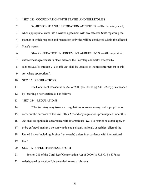 A Bill to Reauthorize the Coral Reef Conservation Act of 2000 - Page 31