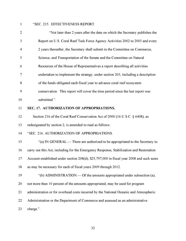 A Bill to Reauthorize the Coral Reef Conservation Act of 2000 - Page 32