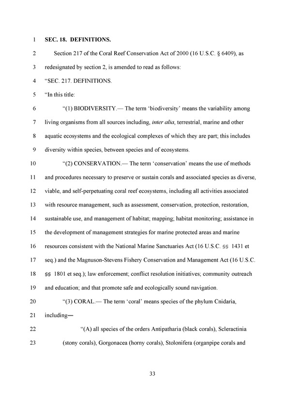 A Bill to Reauthorize the Coral Reef Conservation Act of 2000 - Page 33