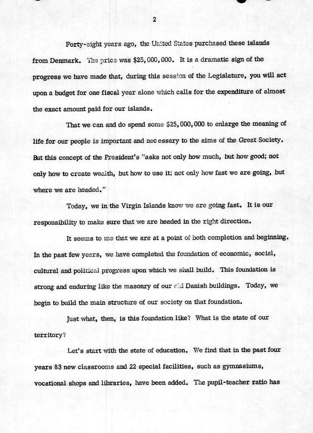 State of the Territory message of Governor ... to the ... Legislature of the Virgin Islands - Page 2