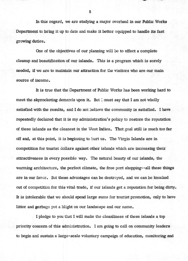 State of the Territory message of Governor ... to the ... Legislature of the Virgin Islands - Page 8