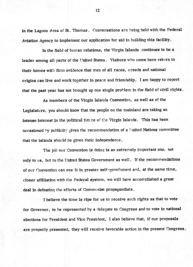 State of the Territory message of Governor ... to the ... Legislature of the Virgin Islands - Page 12