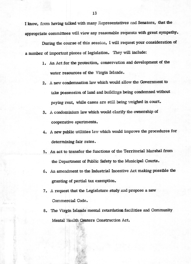 State of the Territory message of Governor ... to the ... Legislature of the Virgin Islands - Page 13