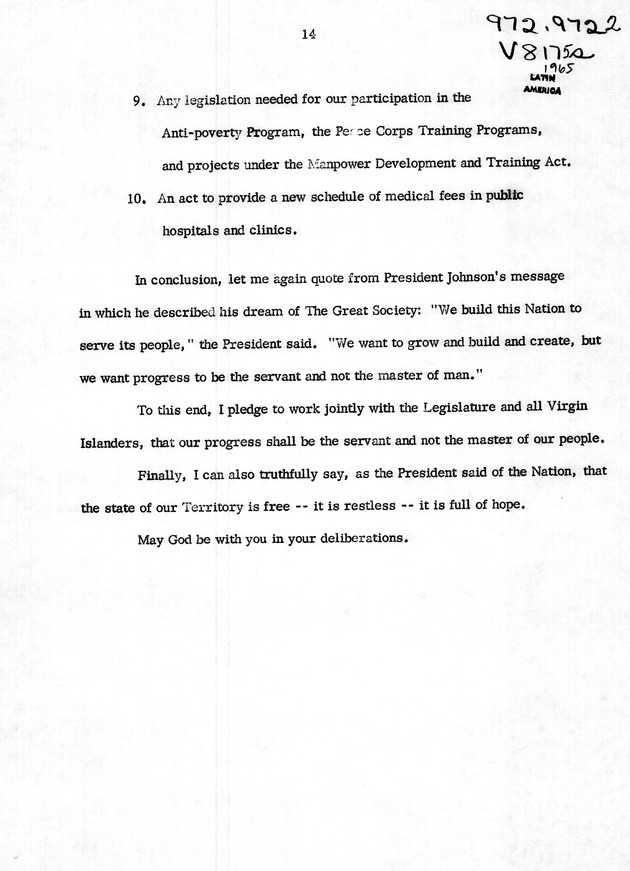 State of the Territory message of Governor ... to the ... Legislature of the Virgin Islands - Page 14