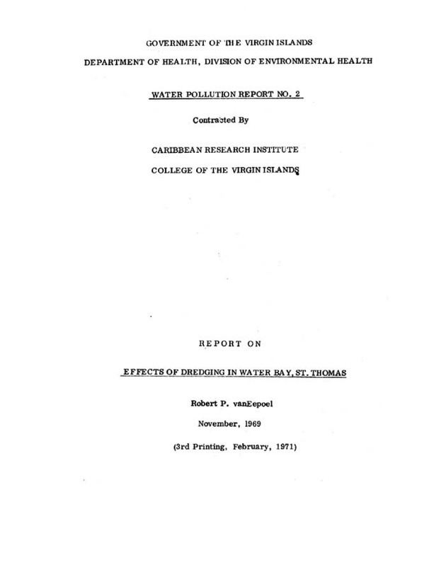 Effects of dredging in Water Bay, St. Thomas - Title Page