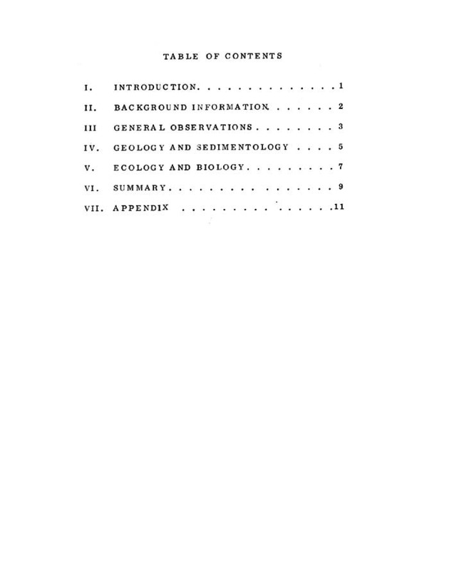 Effects of dredging in Water Bay, St. Thomas - Table of Contents