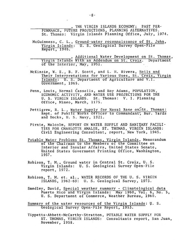 Pricing policies, cost allocation and demand in the public water industry, U.S. Virgin Islands - Page B-8