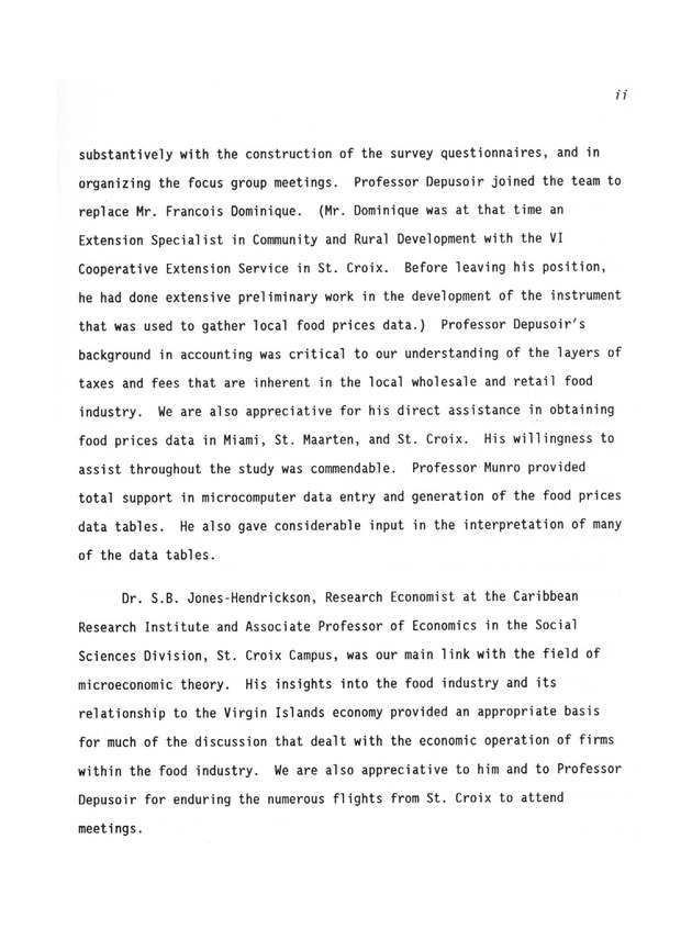 A study of retail food prices in the United States Virgin Islands - Page ii