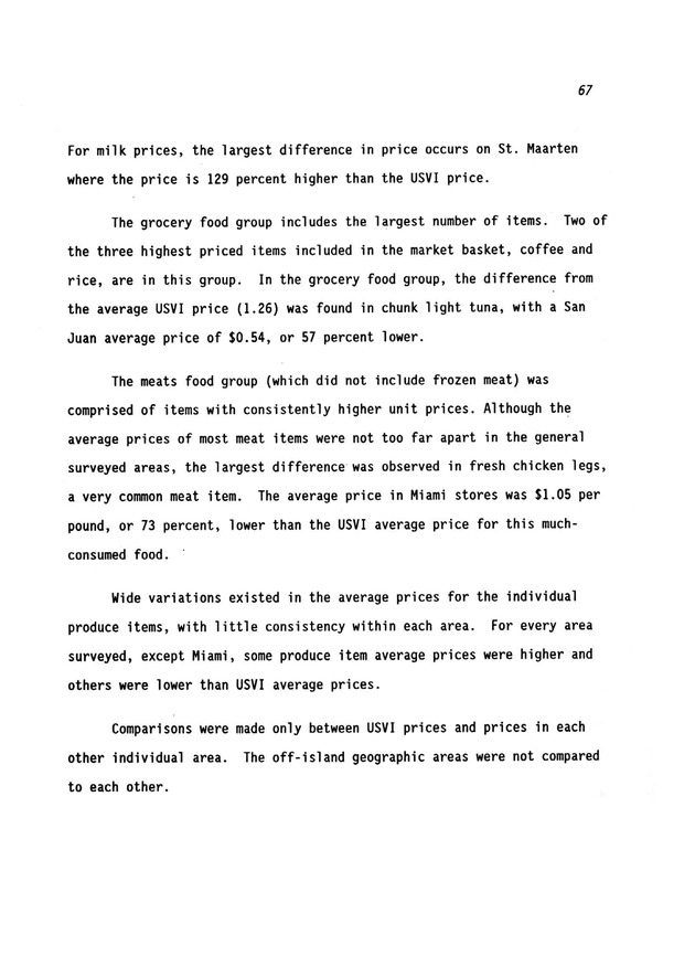 A study of retail food prices in the United States Virgin Islands - Page 67