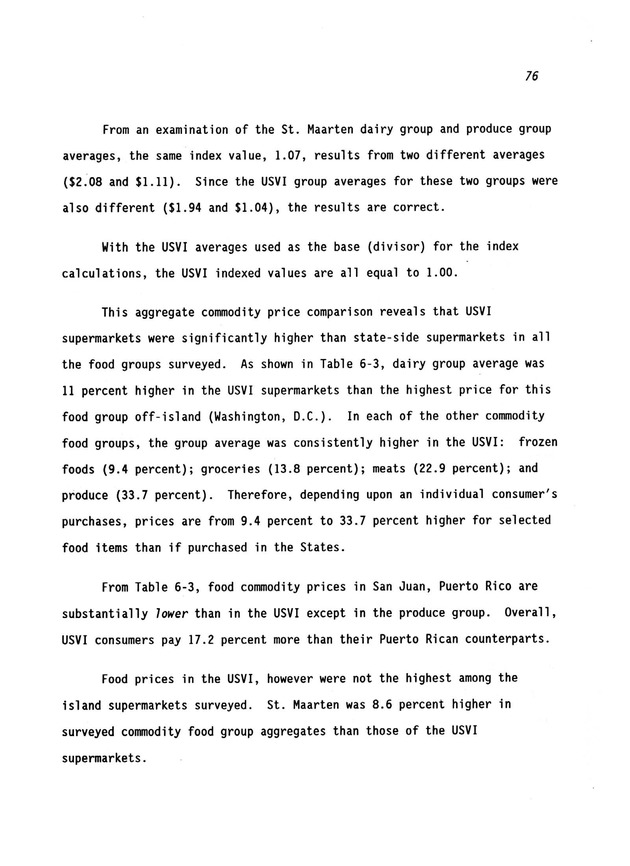 A study of retail food prices in the United States Virgin Islands - Page 76