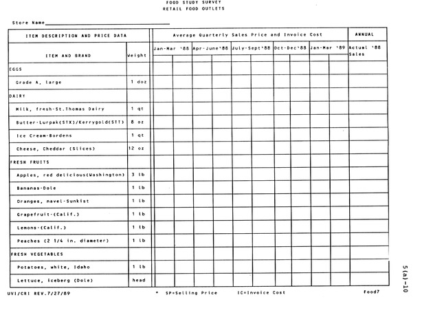 A study of retail food prices in the United States Virgin Islands - Page 119