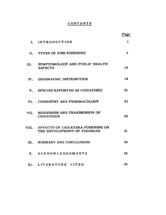 Fish poisoning in the Eastern Caribbean - Table of Contents