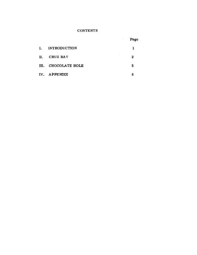 The status of water quality in Cruz Bay and Chocolate Hole, St. John - Table of Contents