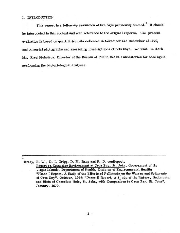 The status of water quality in Cruz Bay and Chocolate Hole, St. John - Page 1