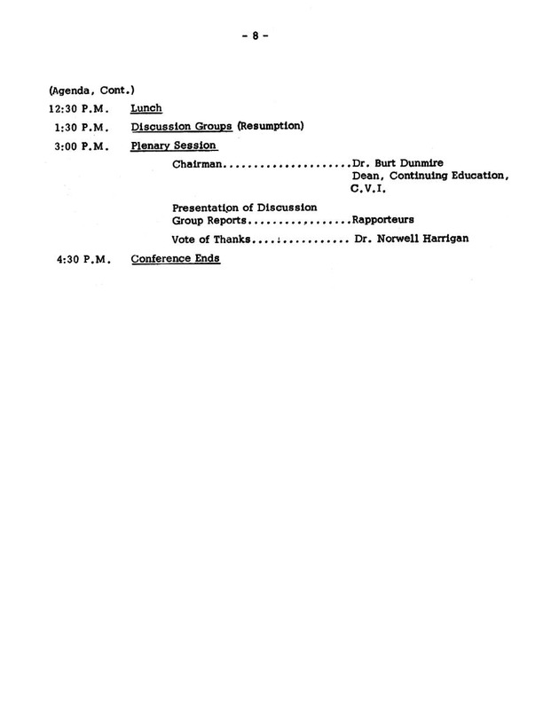 Virgin Islands research needs conference, 24 April 1973 proceedings - Page 8