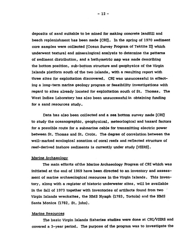 Virgin Islands research needs conference, 24 April 1973 proceedings - Page 12