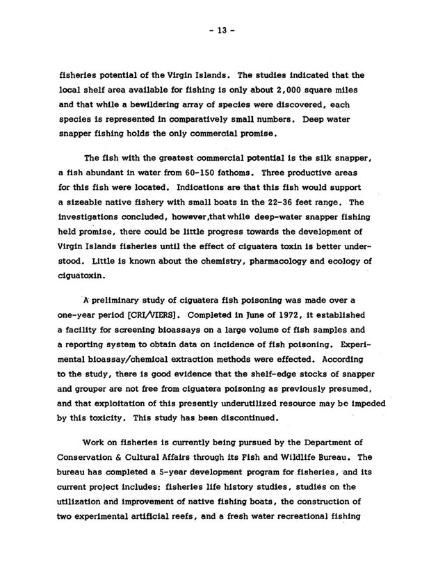 Virgin Islands research needs conference, 24 April 1973 proceedings - Page 13