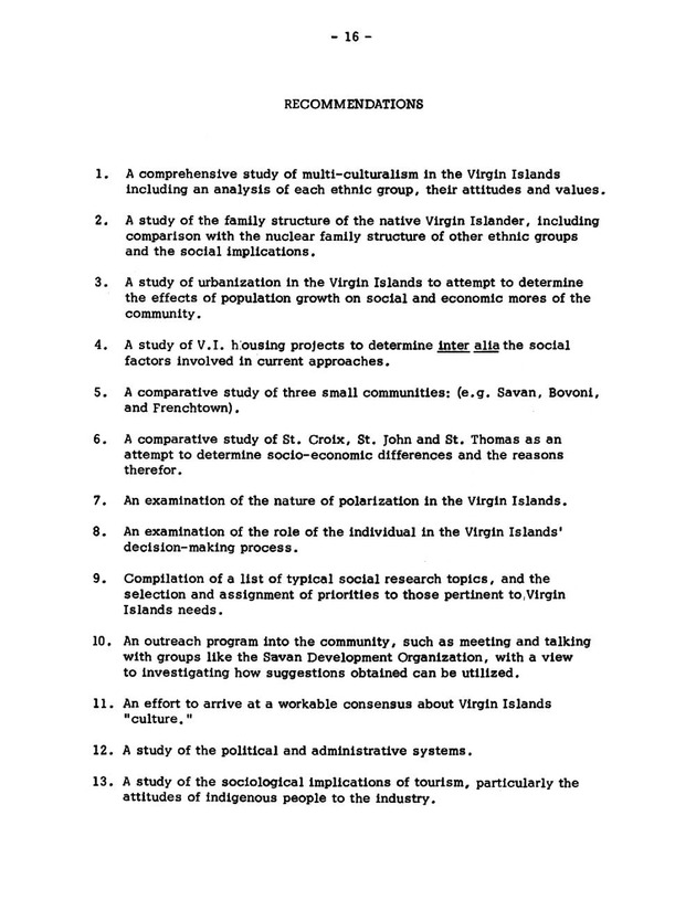 Virgin Islands research needs conference, 24 April 1973 proceedings - Page 16