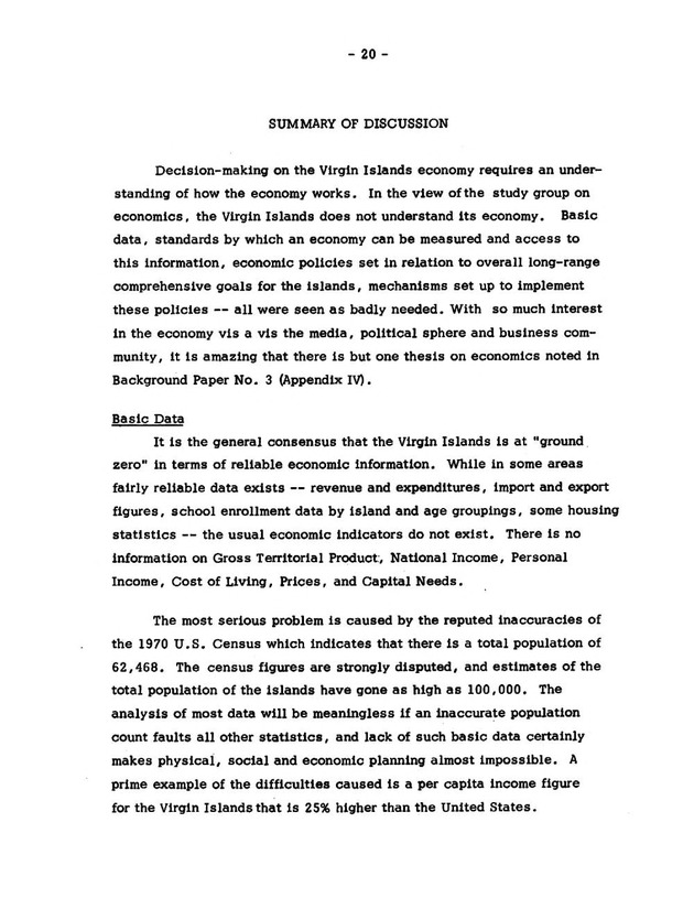 Virgin Islands research needs conference, 24 April 1973 proceedings - Page 20