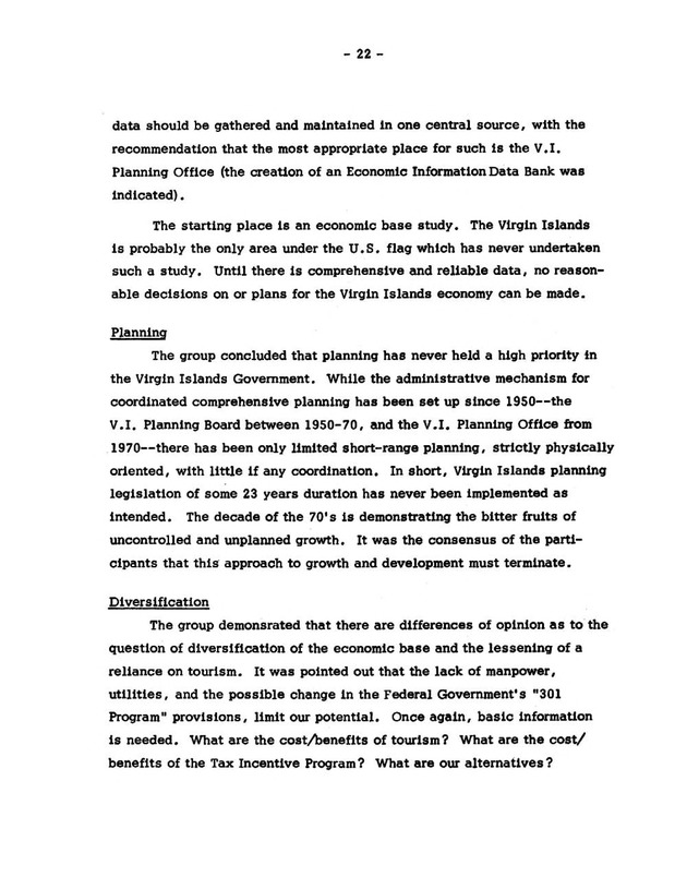 Virgin Islands research needs conference, 24 April 1973 proceedings - Page 22