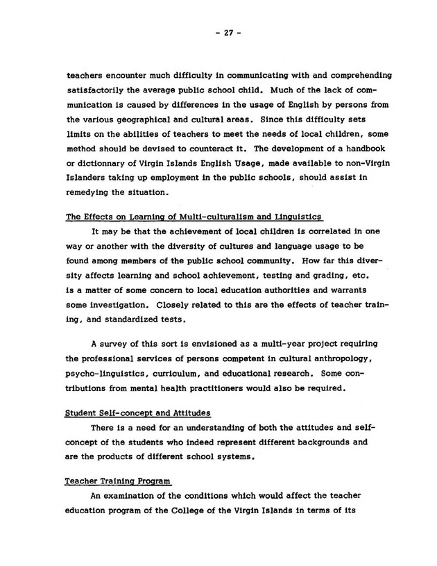 Virgin Islands research needs conference, 24 April 1973 proceedings - Page 27