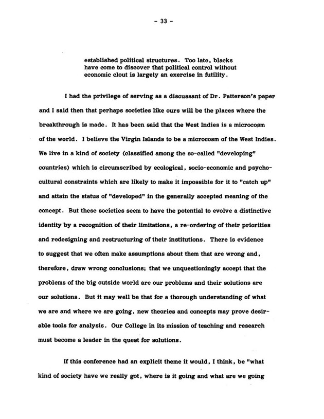 Virgin Islands research needs conference, 24 April 1973 proceedings - Page 33