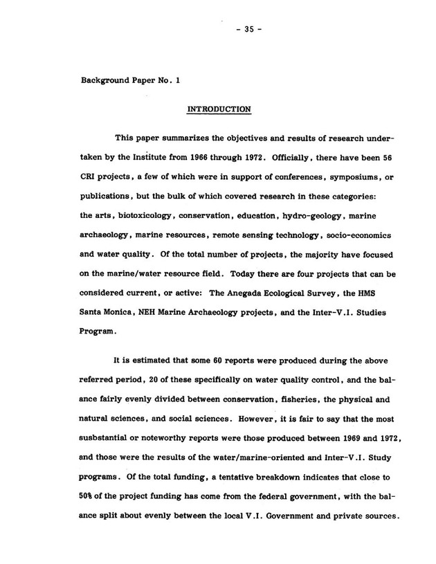 Virgin Islands research needs conference, 24 April 1973 proceedings - Page 35