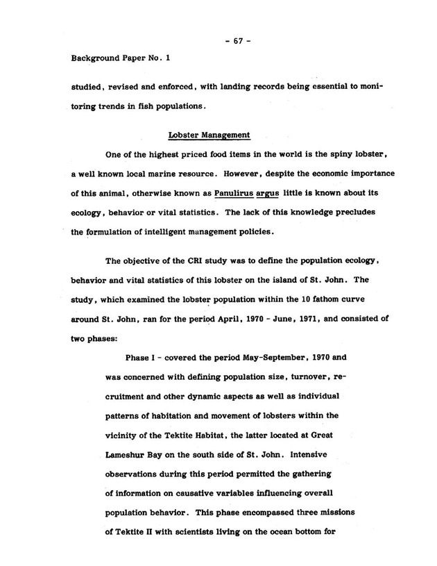 Virgin Islands research needs conference, 24 April 1973 proceedings - Page 67