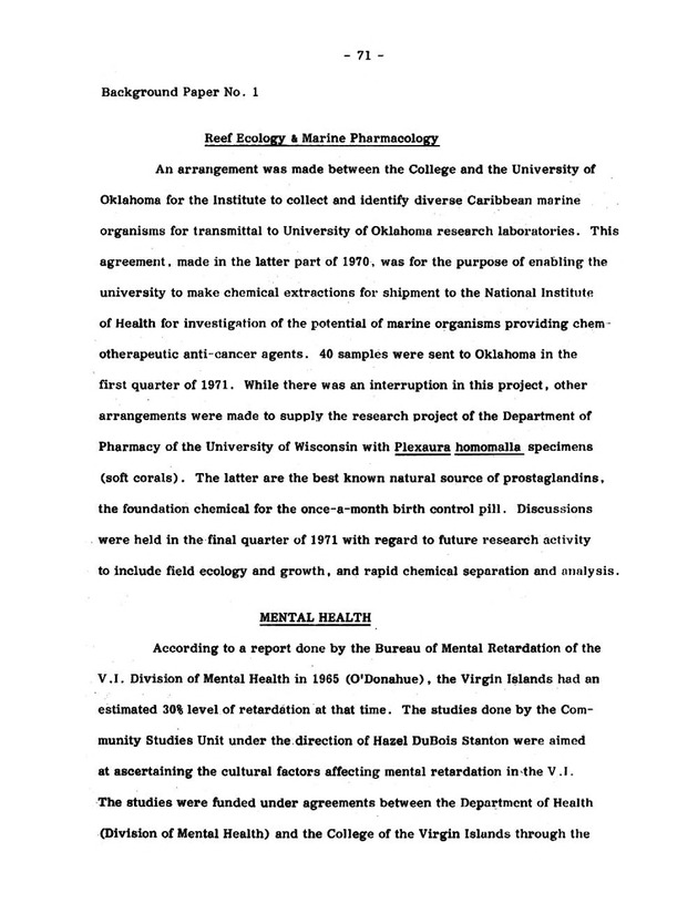 Virgin Islands research needs conference, 24 April 1973 proceedings - Page 71