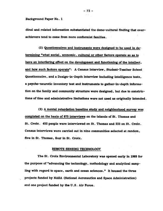 Virgin Islands research needs conference, 24 April 1973 proceedings - Page 73