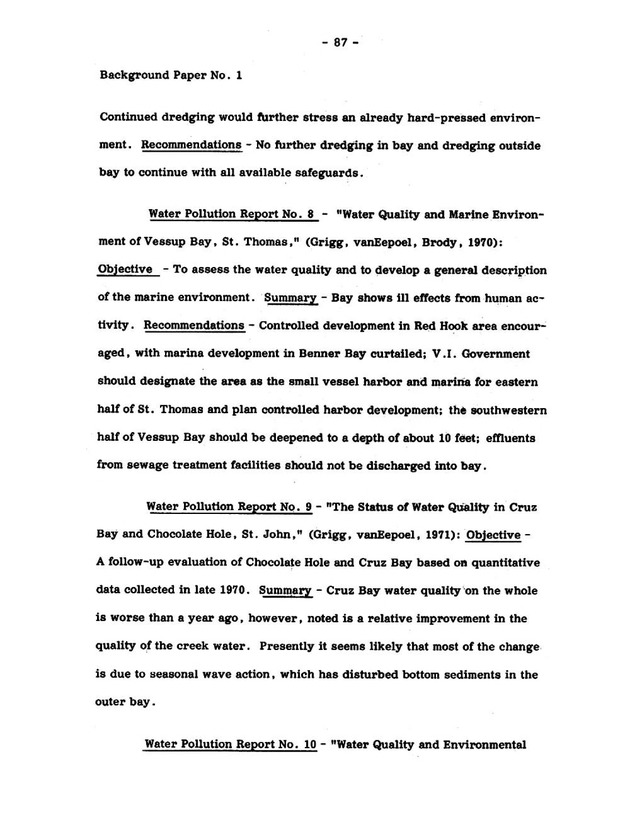 Virgin Islands research needs conference, 24 April 1973 proceedings - Page 87