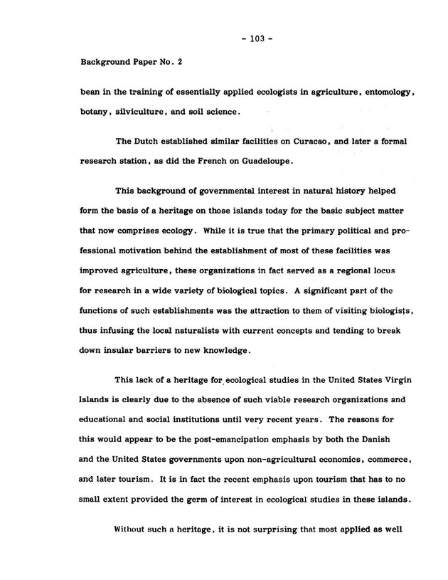 Virgin Islands research needs conference, 24 April 1973 proceedings - Page 103