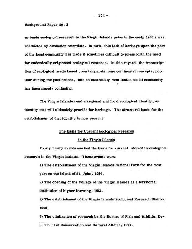 Virgin Islands research needs conference, 24 April 1973 proceedings - Page 104