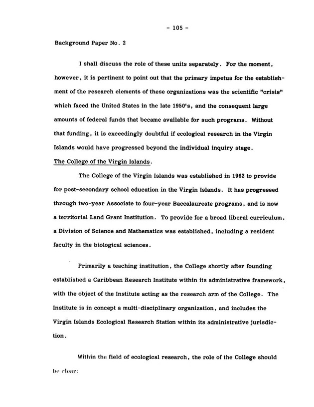 Virgin Islands research needs conference, 24 April 1973 proceedings - Page 105