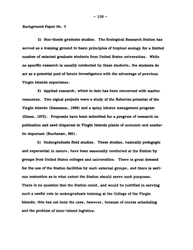 Virgin Islands research needs conference, 24 April 1973 proceedings - Page 108