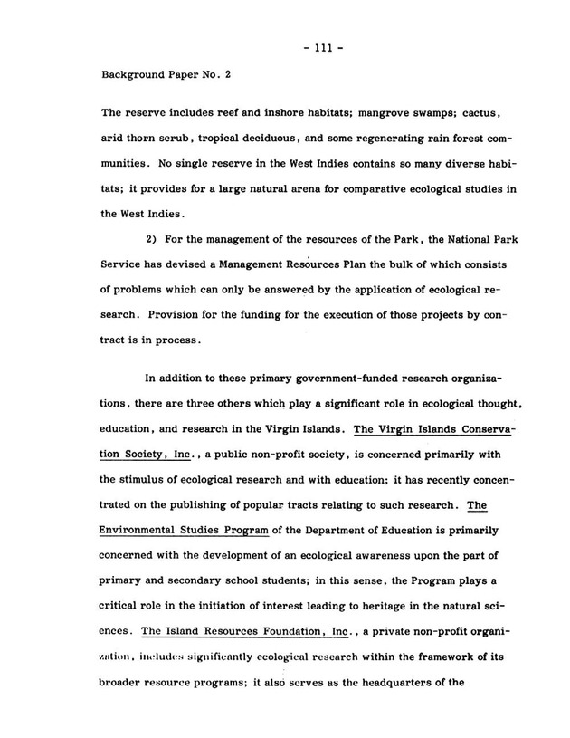 Virgin Islands research needs conference, 24 April 1973 proceedings - Page 111