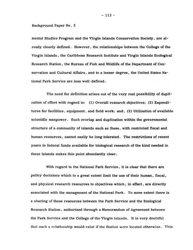 Virgin Islands research needs conference, 24 April 1973 proceedings - Page 113